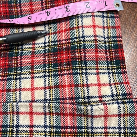 Vintage Pendleton Red Green Plaid Virgin Wool Skirt Sz 12 Waist 26” - Picture 8 of 12
